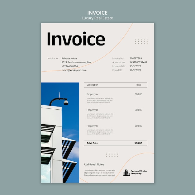 Luxury real estate invoice template