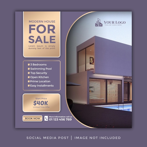 Luxury real estate modern home property instagram post or square web banner advertising template 1