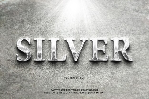 Luxury realistic silver chrome editable text effect