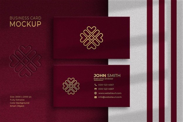 Luxury red and gold business card mockup