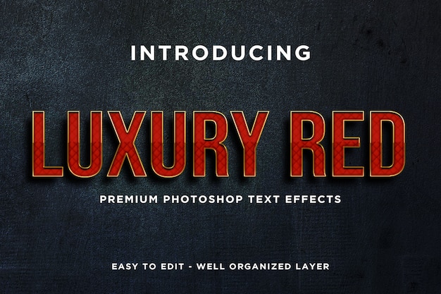 Luxury Red Text Effect Mockup Premium PSD