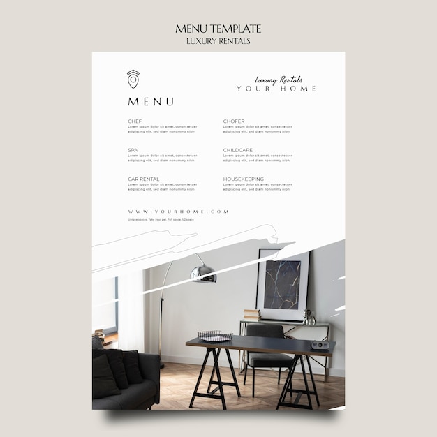 PSD luxury rental menu template