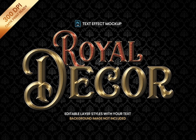 Luxury royal pattern logo text effect psd template.