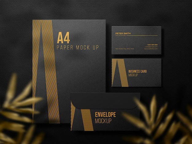 Luxury stationery mockup with letter press effect 