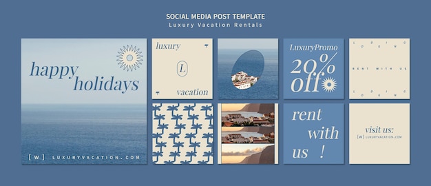 Luxury vacation rentals insta social media post design template