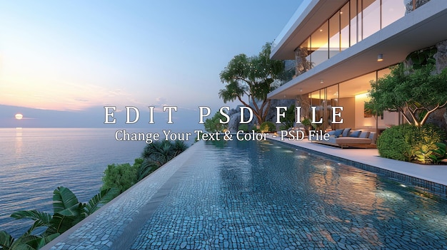 PSD luxury villa with infinity pool and ocean view