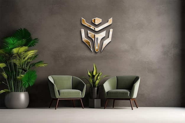 PSD luxury wall logo mockup