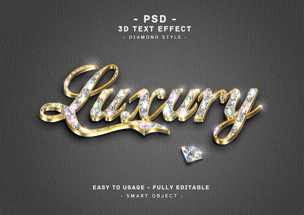 Luxuy 3d diamond text style effect