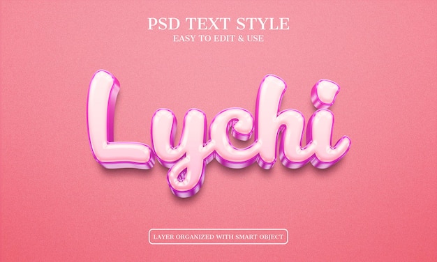 Lychee Editable PSD 3d Text Style