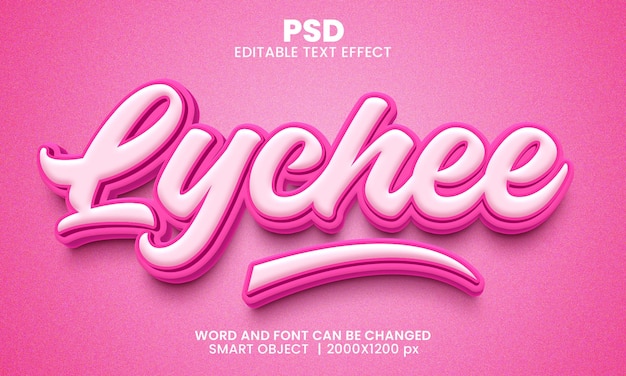 Lychee pink 3d editable photoshop text effect style with background