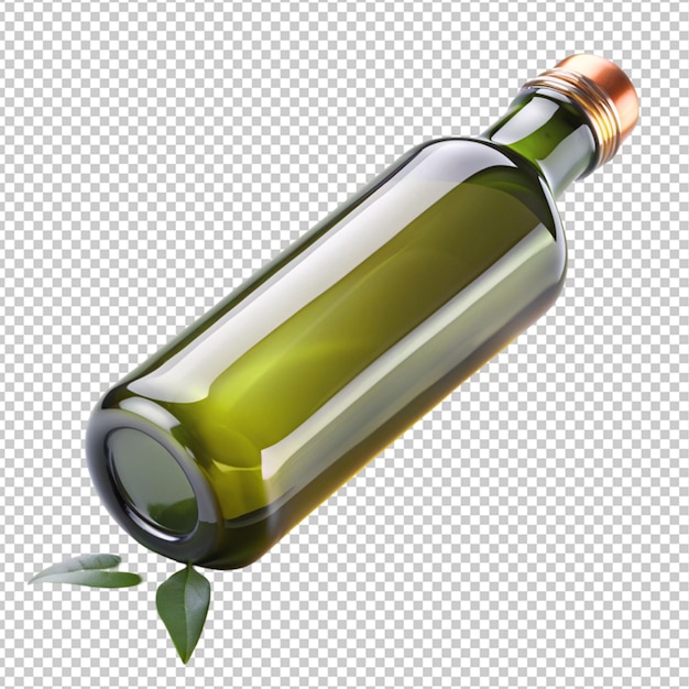 PSD the lying on the side green bottle with olive oil