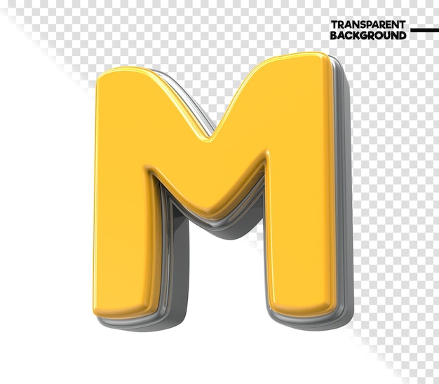 PSD m yellow font 3d render