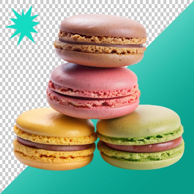 macaroons front view on transparent background