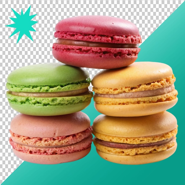 macaroons front view on transparent background