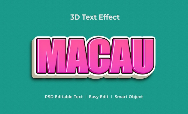 macau 3d text effect mockup template