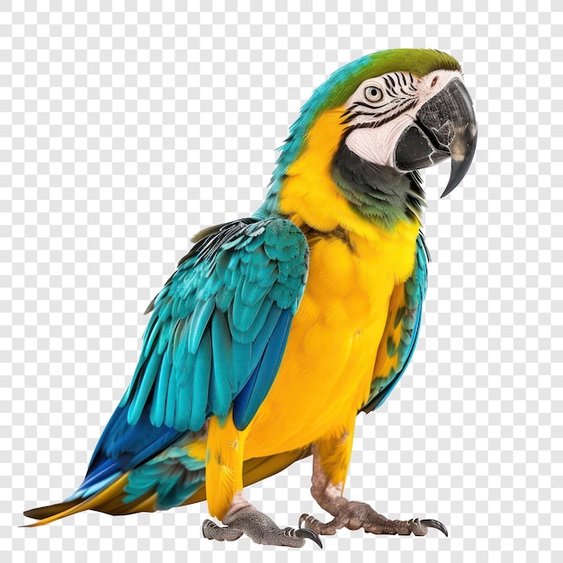 PSD macaw side view full body isolate on transparency background psd