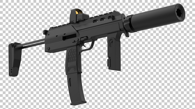 Machinegun on transparent background 3d rendering illustration