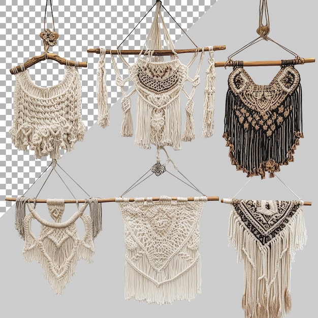 PSD macrame hangings on transparent background