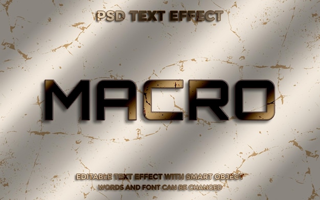 macro text effect editable psd file