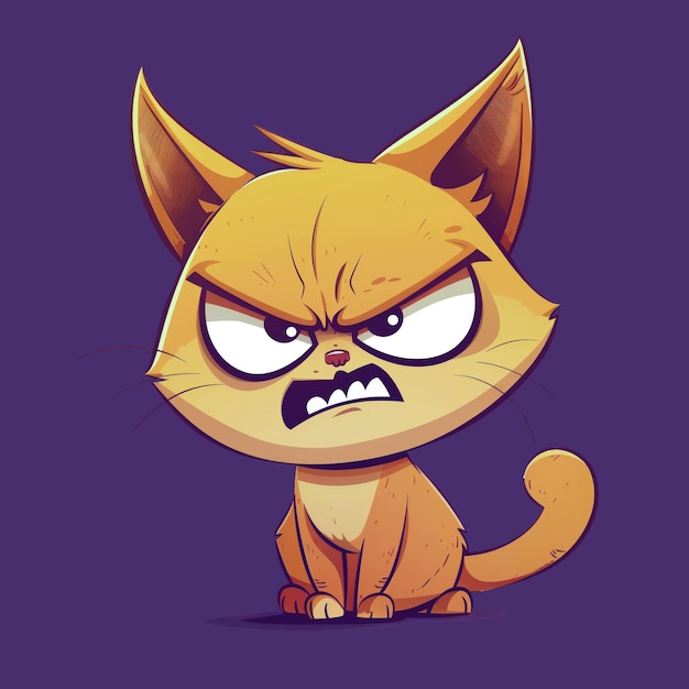 PSD mad cat cartoon illustration