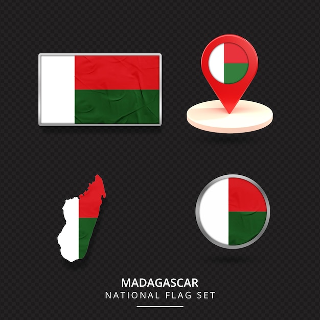 Madagascar National Flag map location element design