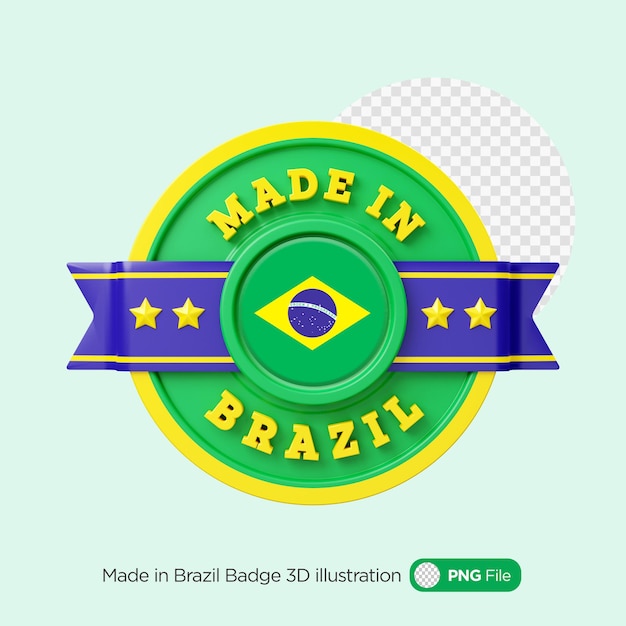 PSD made in brazil 3d badge illustration