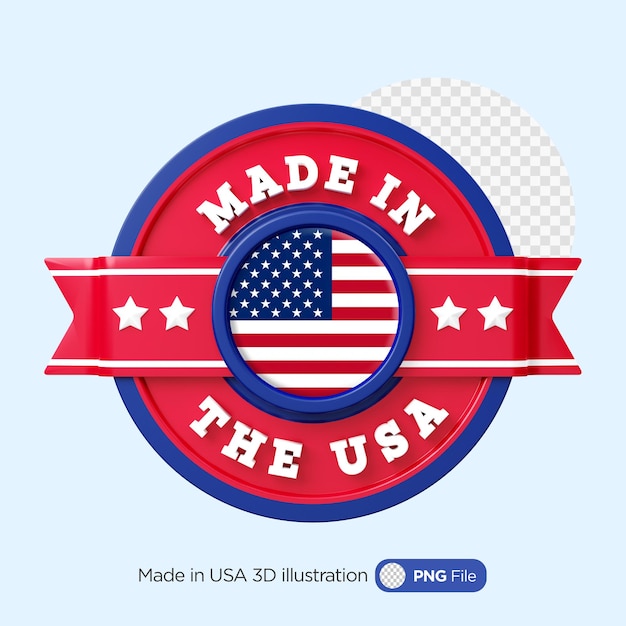 PSD made in usa 3d badge illustration