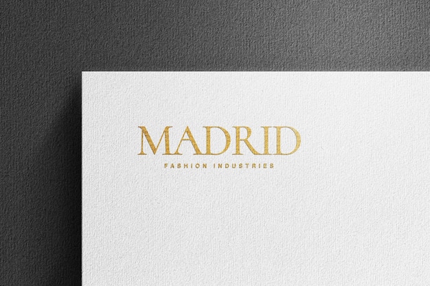 Madrid Gold Logo Paper Texture Mockup Template Design PSD