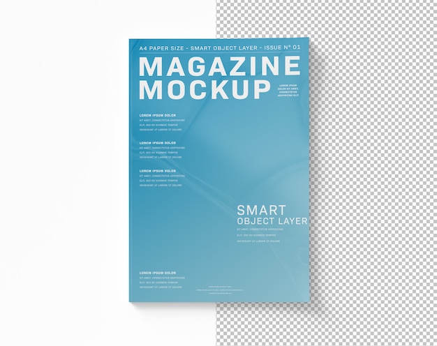 Magazine cover cut out on white Mockup