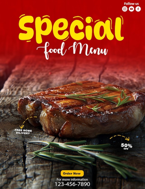 PSD a magazine cover with a picture of food on it