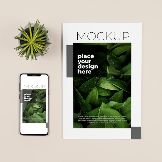 Magazine with natural ingredients mockup