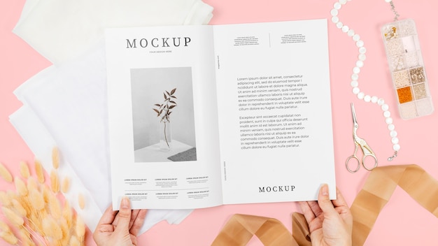 Magazine with natural ingredients mockup