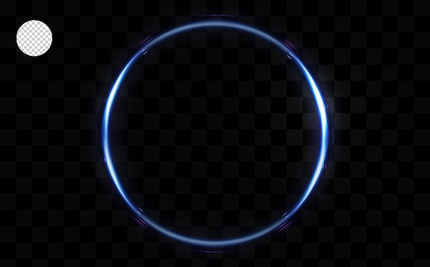 Magic circle light effect. Bright sphere lens. Rotating lines. Glow ring. Magic neon ball.