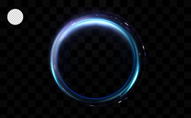 Magic circle light effect. Bright sphere lens. Rotating lines. Glow ring. Magic neon ball.