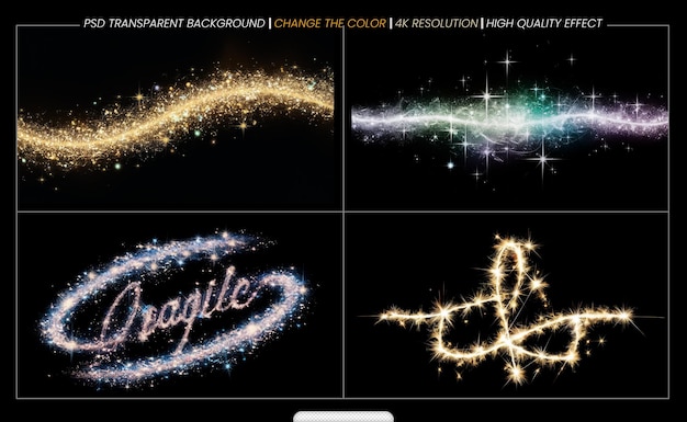 PSD magic sparkles on transparent background