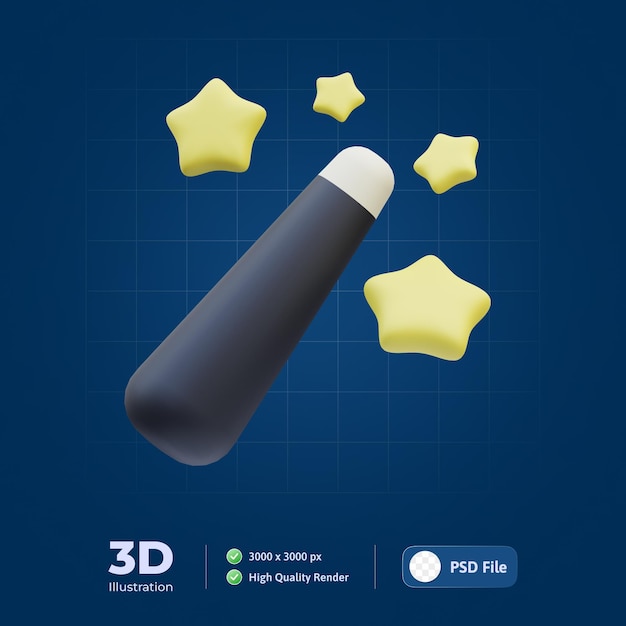 Magic Wand 3D Illustration