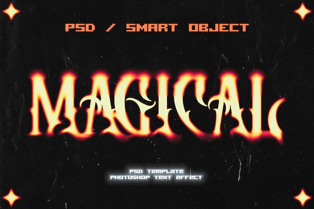 Magical Burning Text Smart Object Template Fire