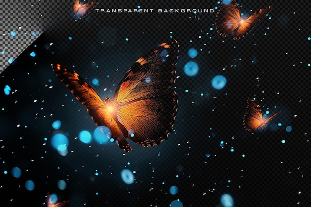 PSD a magical butterfly flying on transparent overlay