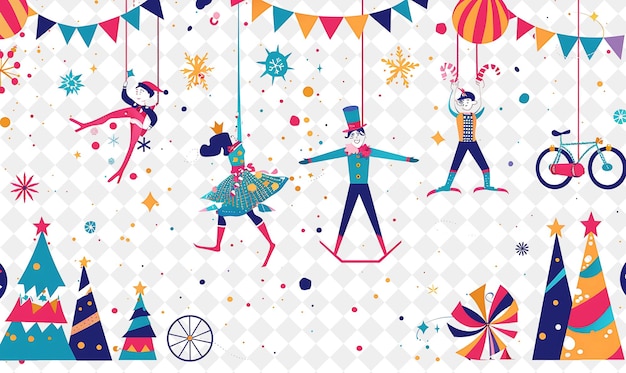 PSD magical christmas circus with acrobats and jugglers design i illustration christmas art design