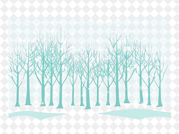 Magical Snowy Forest Landscape With Frost Covered Trees and Illustration Natural Scenery Design