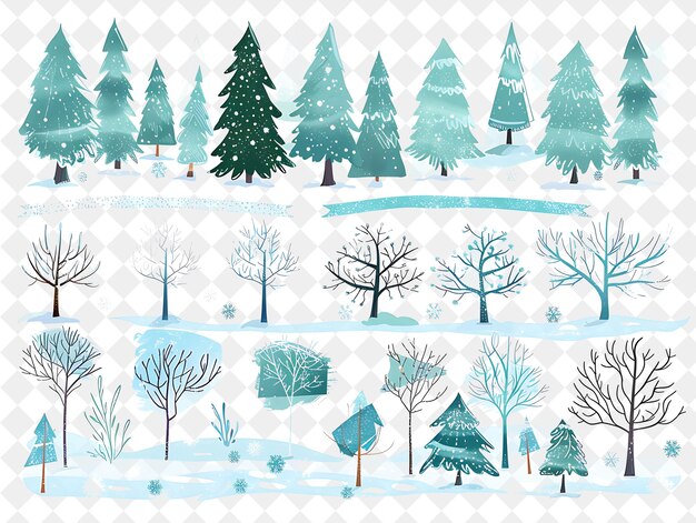 Magical Snowy Forest Landscape With Frost Covered Trees and Illustration Natural Scenery Design