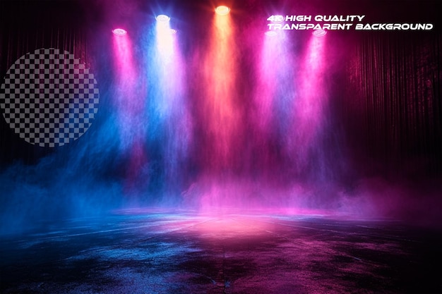 Magical stage with radiant spotlight effect Transparent background