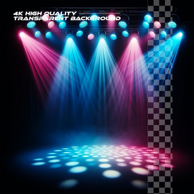 Magical stage with radiant spotlight effect Transparent background