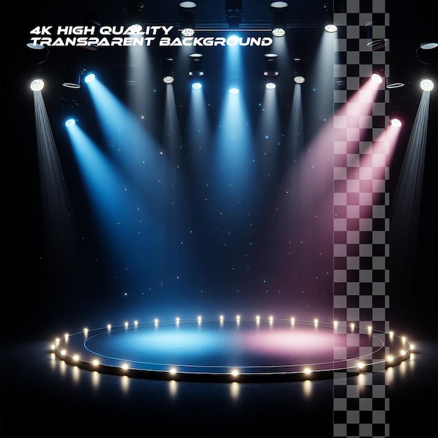 Magical stage with radiant spotlight effect Transparent background