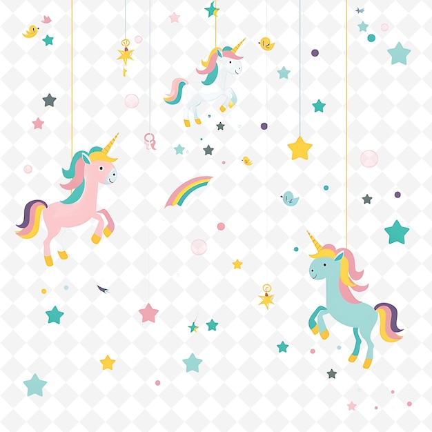 PSD magical thread with unicorns and rainbows on it decorations png natural inspired flat borderline