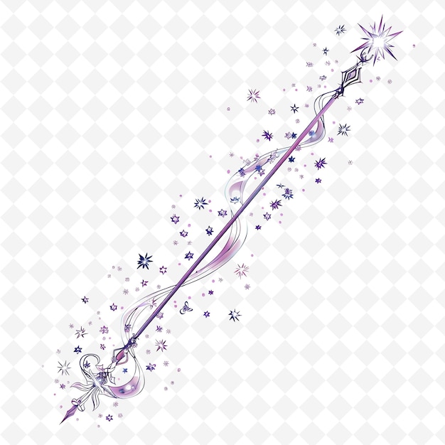 PSD magical whip with enchanted creatures and stardust on it dec png natural inspired flat borderline