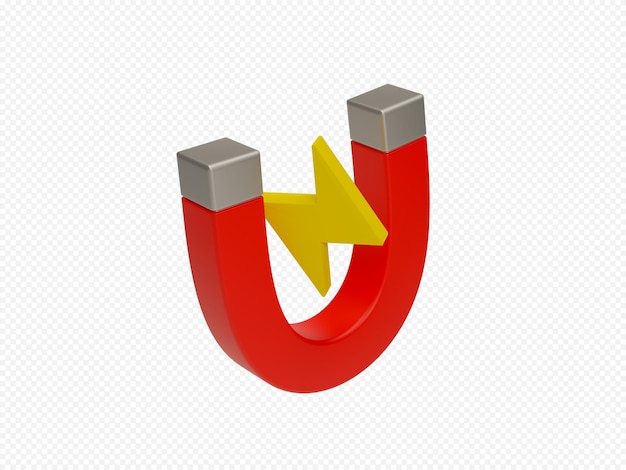 Magnet 3d icon with white background