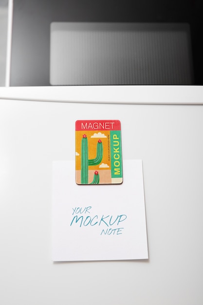 Magnet mockup design on fridge