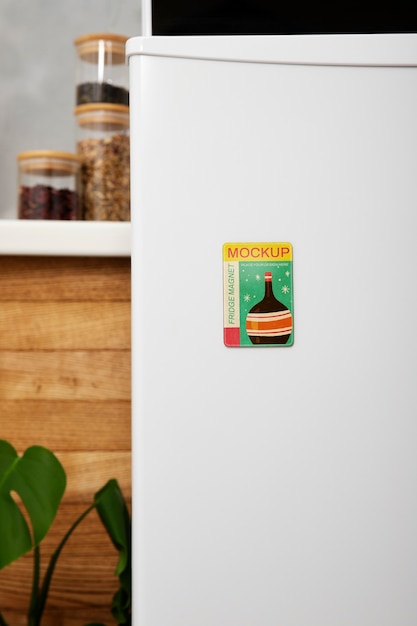 Magnet mockup design on fridge