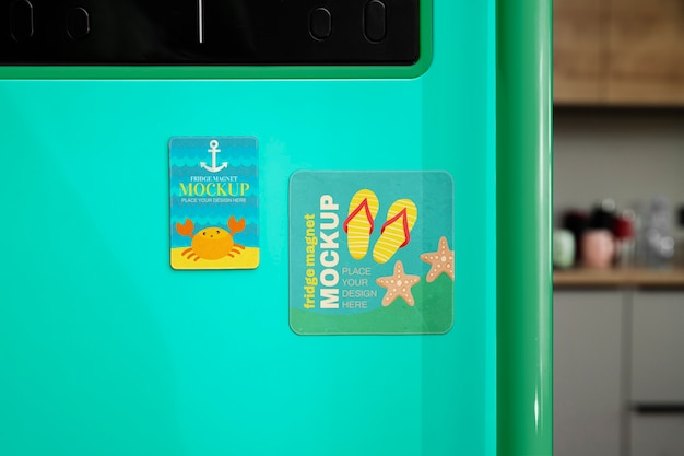 Magnet mockup design on fridge